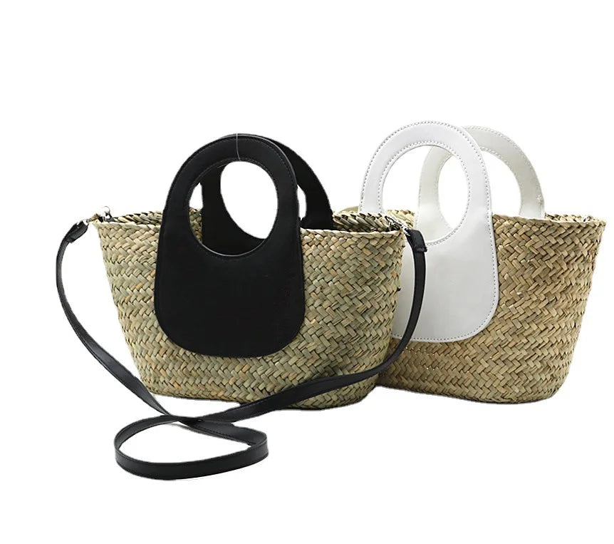 Femlion Straw Crossbody Bag in White, Black, or Camel - Waterweed Portable Fashion