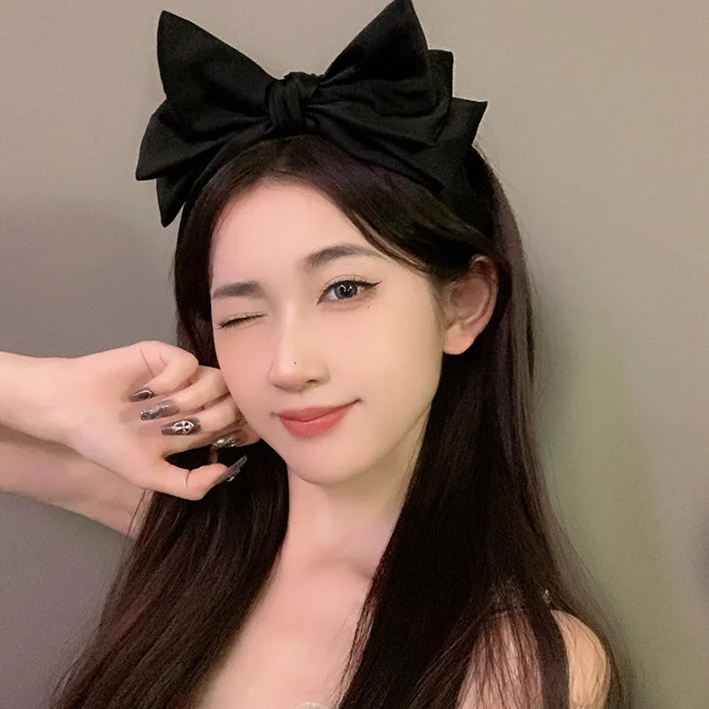 Femlion Black Bow Hair Hoop for Women, Elegant Korean Fashion Headwear