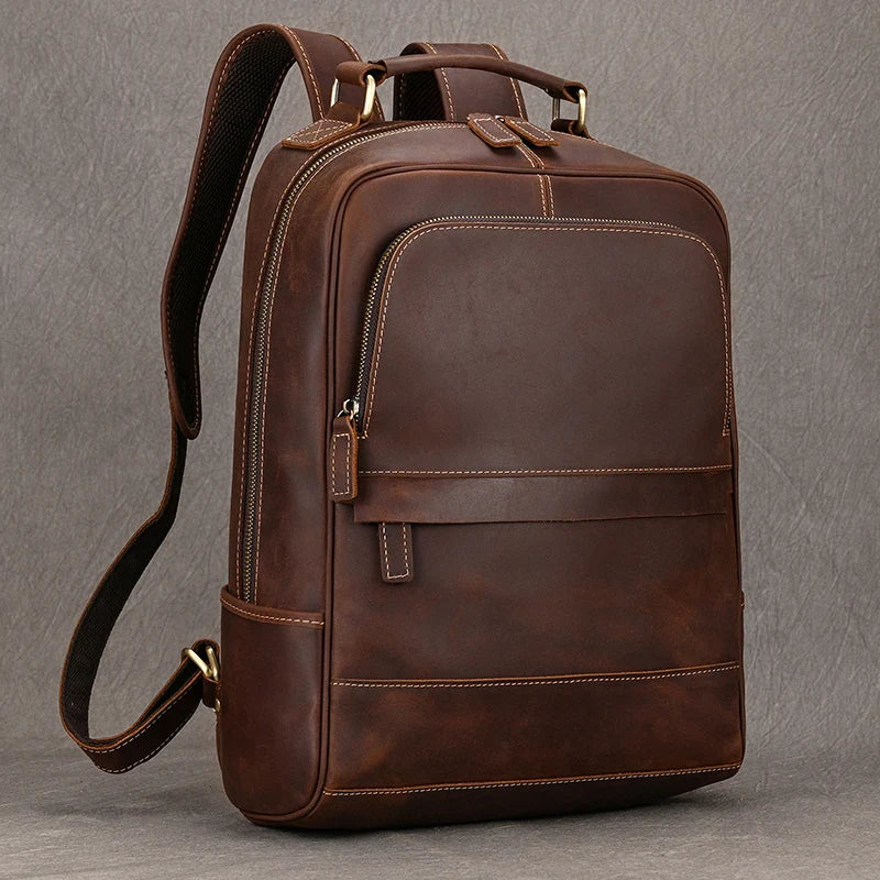 Femlion Vintage Style Leather Travel Backpack for Men