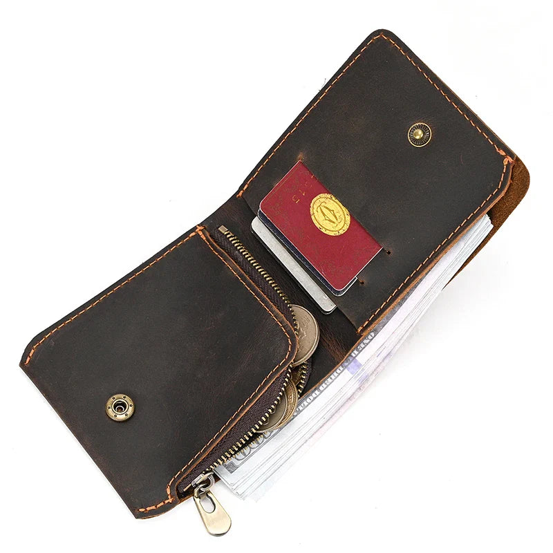 Femlion Men's Retro Genuine Leather Wallet with Card Holder and Coin Purse