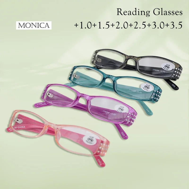 Femlion Diamond Resin Reading Glasses with Rhinestone Details