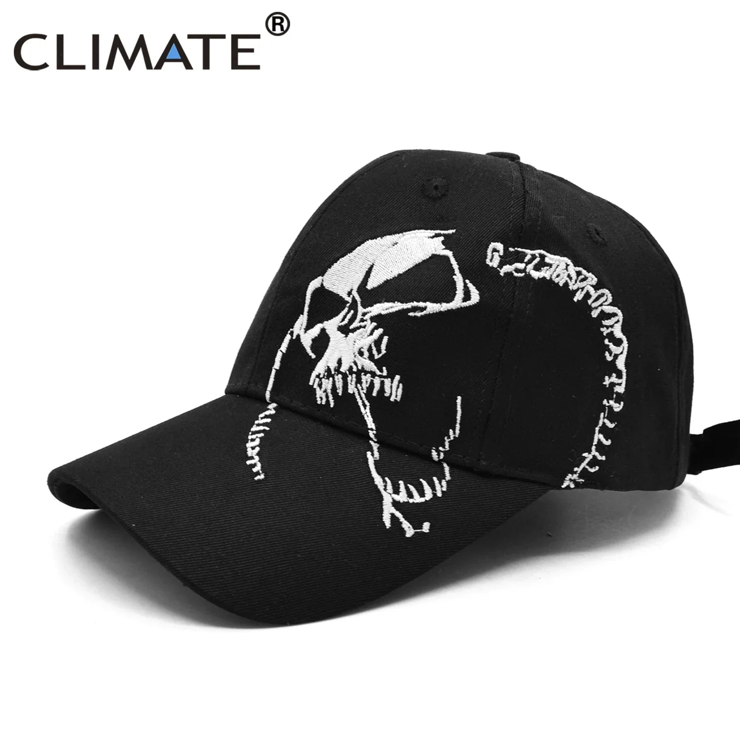 Femlion Black Skull Embroidered Baseball Cap for Men - Cool Cotton Sport Hat