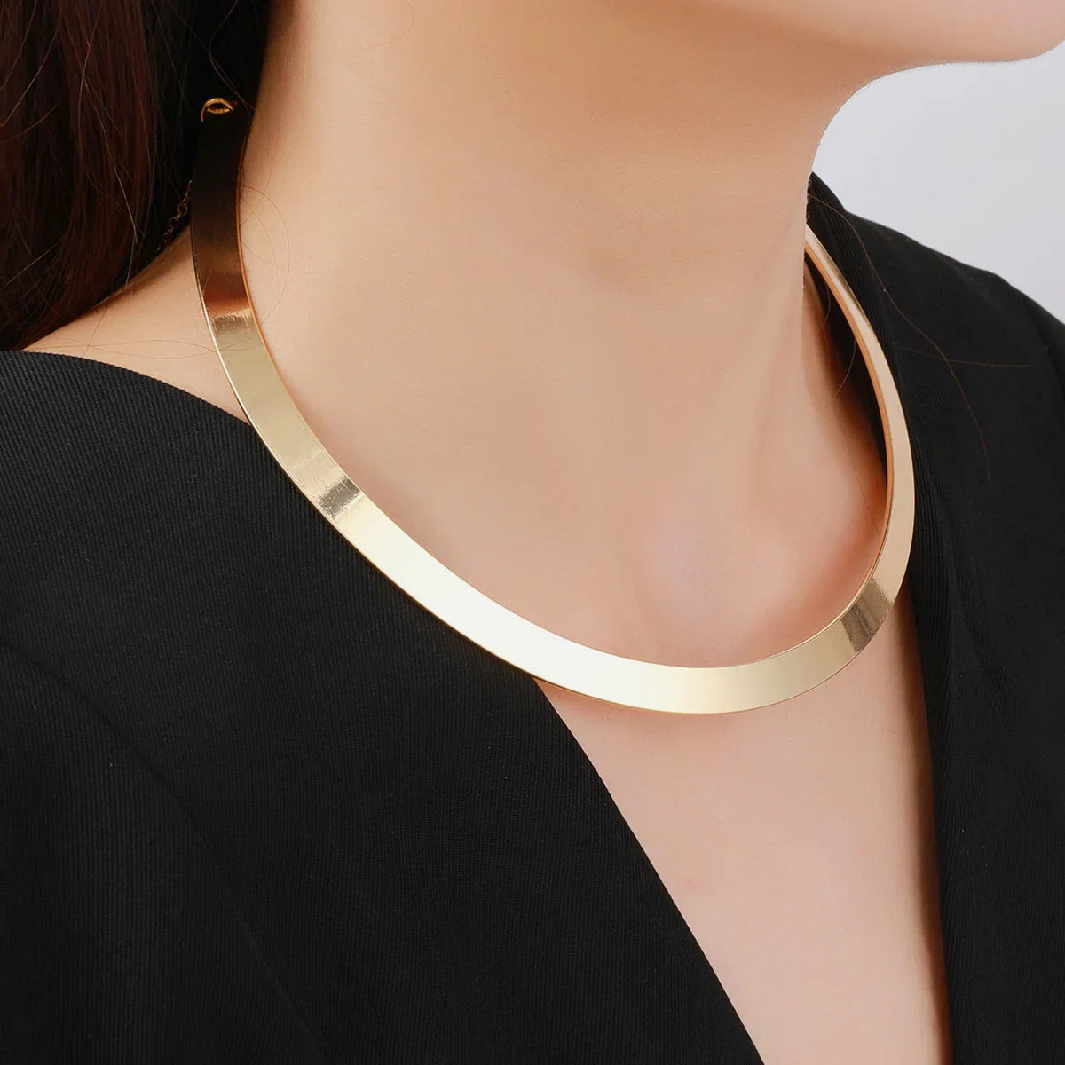 Femlion Punk Gold Torques Choker Circle Necklace - Statement Jewelry for Women