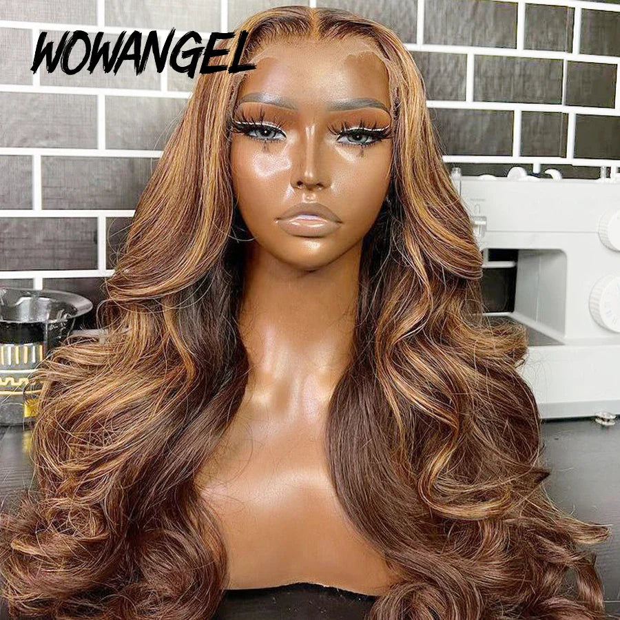 Femlion 13x6 HD Lace Highlight Body Wave Human Hair Full Lace Wig