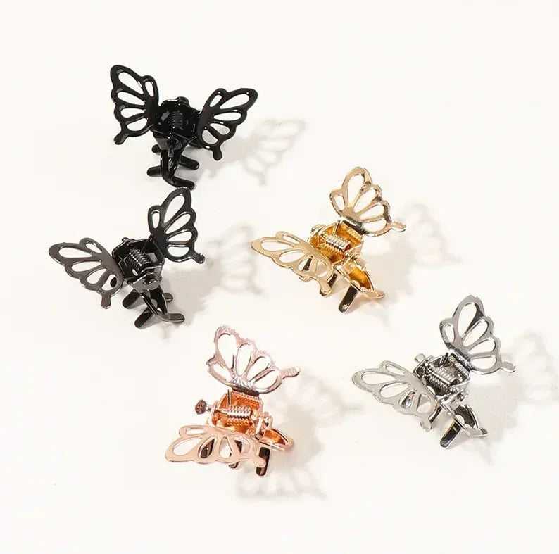 Femlion Vintage Small Metal Hair Claw Clip Butterfly Headwear Girls Women Hair Accessories