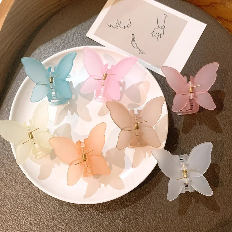 Femlion Elegant Korean Matte Butterfly Hair Clips Small Hair Claws Hair Accessories