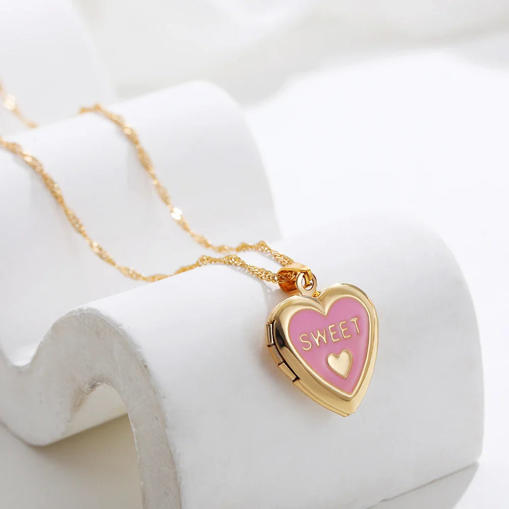 Femlion Heart Locket Necklace for Women - Valentine's Day Gift