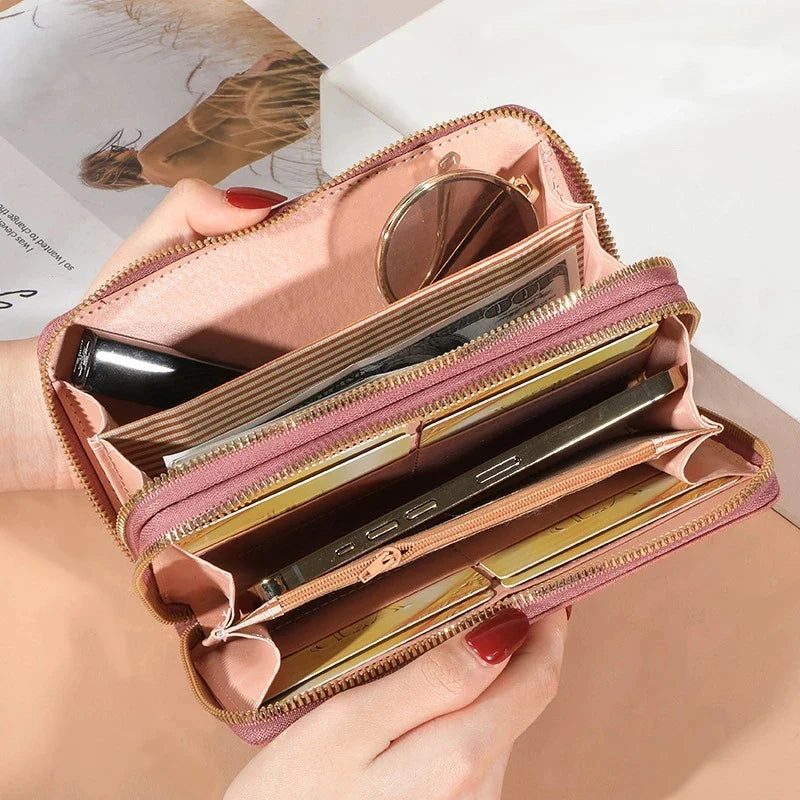 Femlion Clutch Wallet for Women Card Holder Phone Purse Female Coin Money Bag