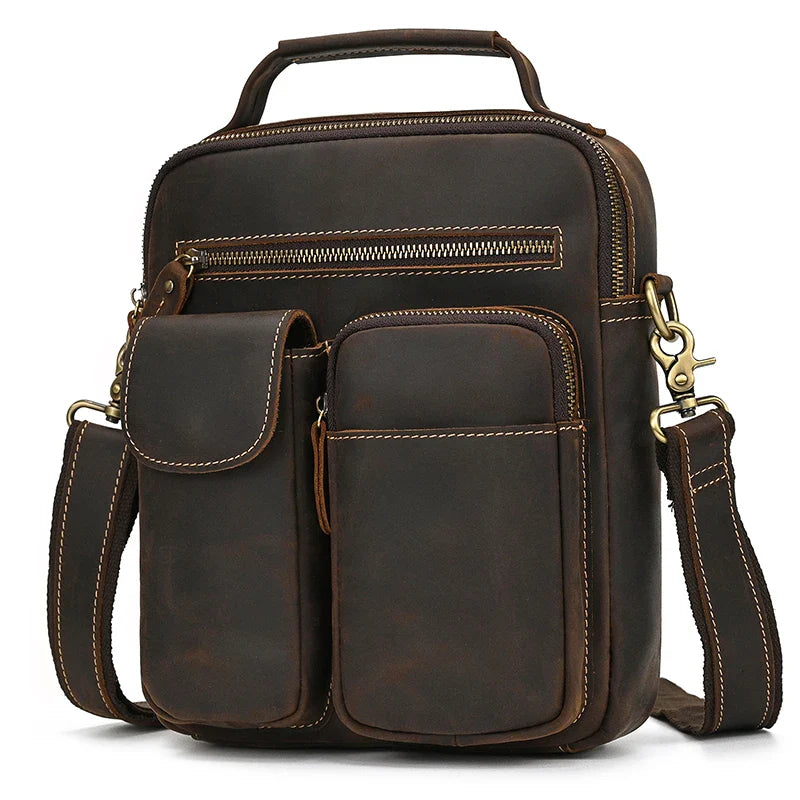 Femlion Retro Fashion Genuine Leather Men's Shoulder Bag