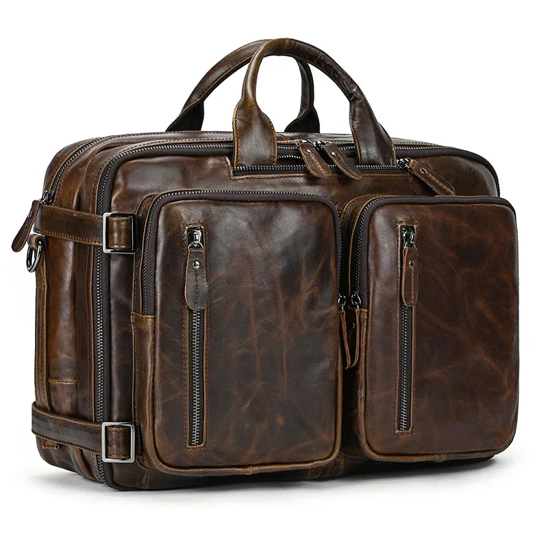 Femlion Multifunctional Leather Briefcase for Men: Durable & Stylish Travel Bag for Man