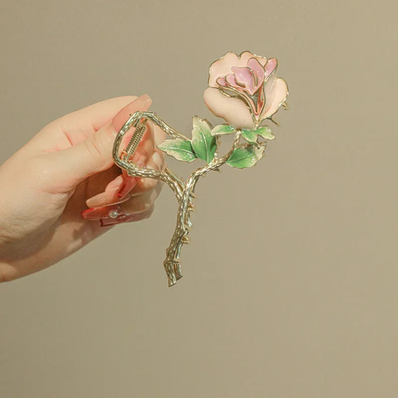 Femlion Rose Hair Claw: Elegant Vintage Ponytail Holder & Styling Tool for Women & Girls