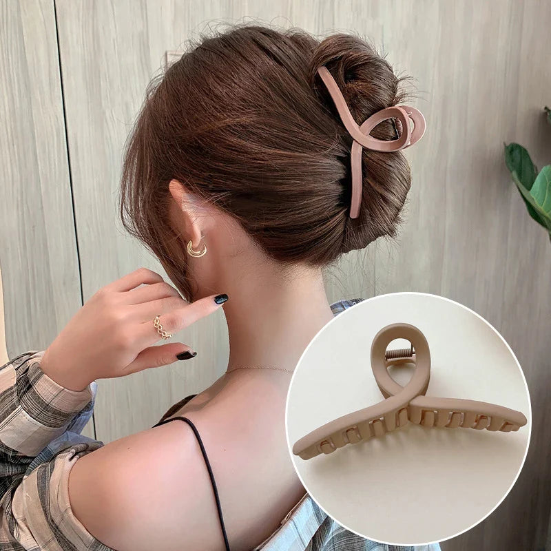 Femlion Korean Coffee Large Acrylic Geometric Hair Claw Hairpin for Women - Hair Accessories