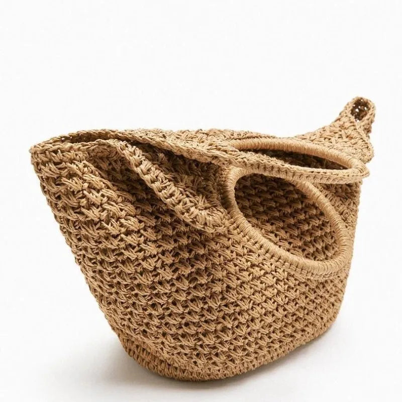 Femlion Paper Woven Beach Bag: Stylish Portable Handbag for Women