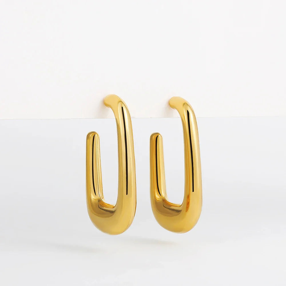 Femlion Gold Plated Geometric Hoop Earrings for Women Minimalist Circle Jewelry