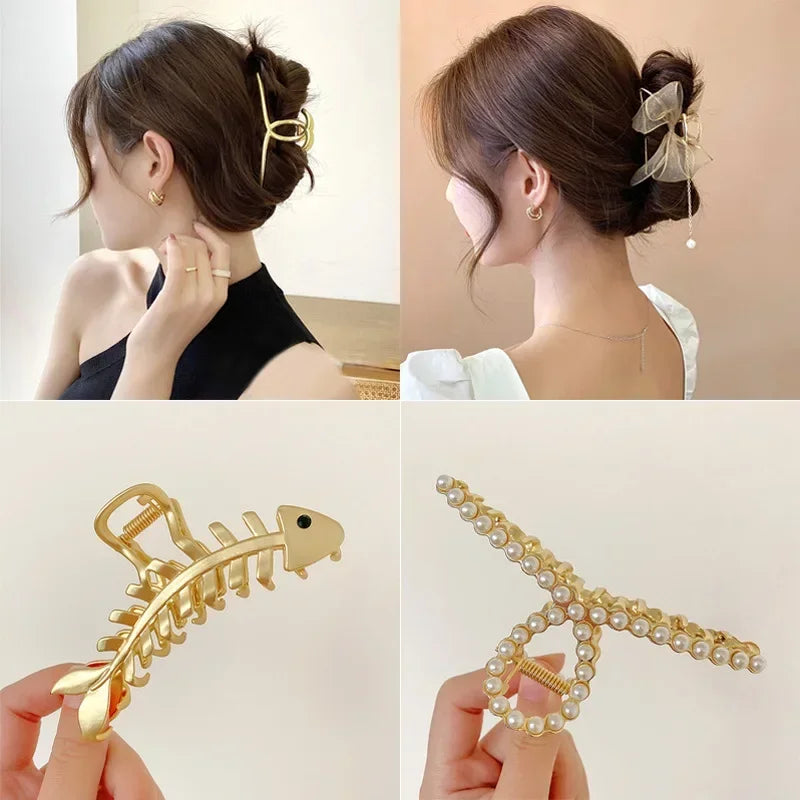 Femlion Gold Butterfly Hair Claw: Elegant Geometric Hair Clip for Women & Girls