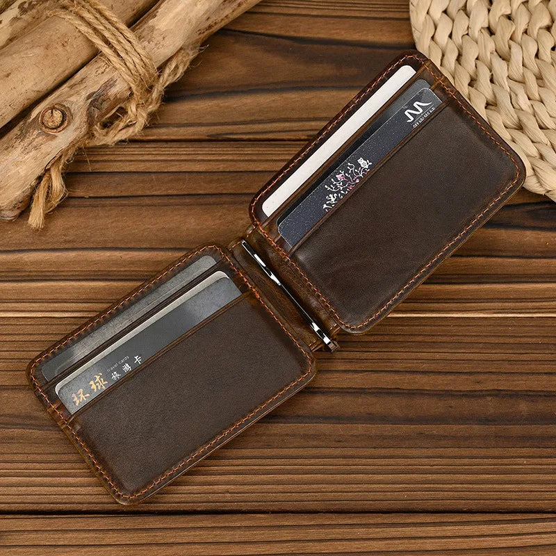 Femlion Leather Money Clip Purse: Stylish Cash Clip Wallet for Men and Women