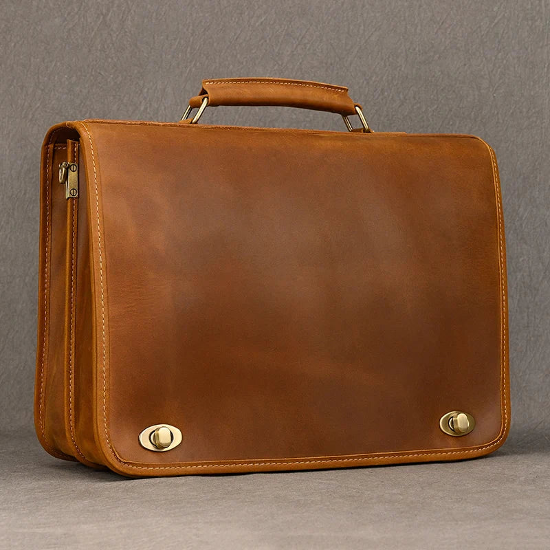 Femlion Leather Laptop Bag: Stylish Business Briefcase for Men