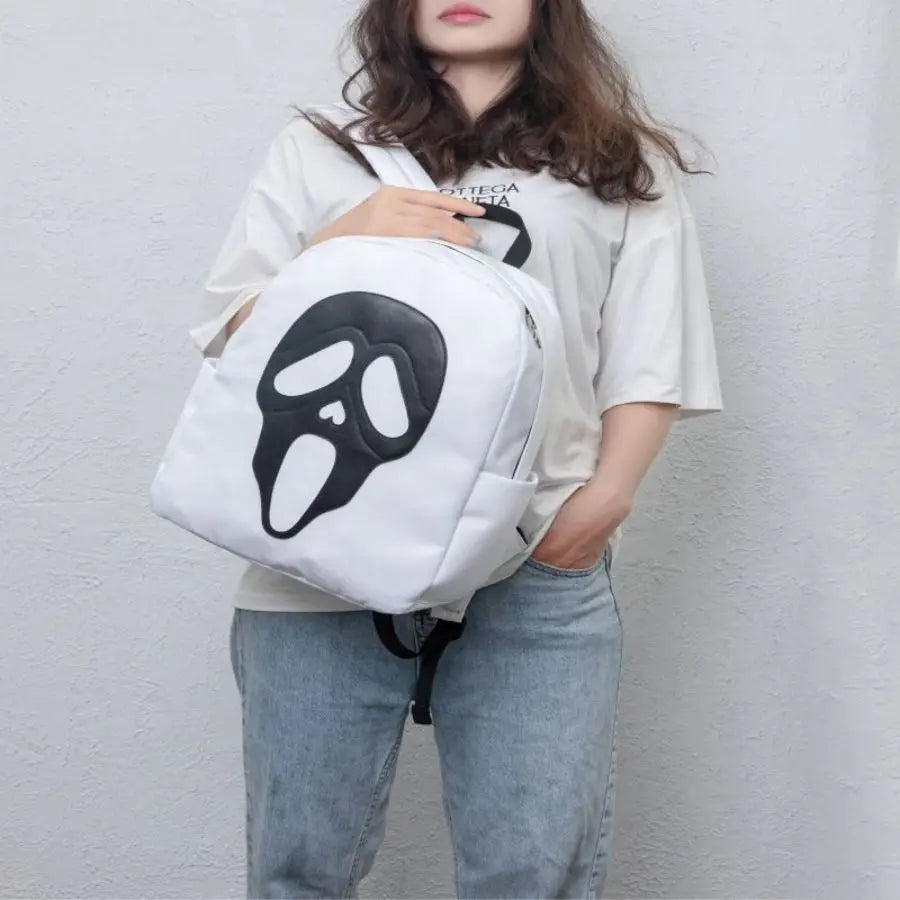 Femlion Black Skull Ghost Backpack: Cute Halloween Designer Rucksack