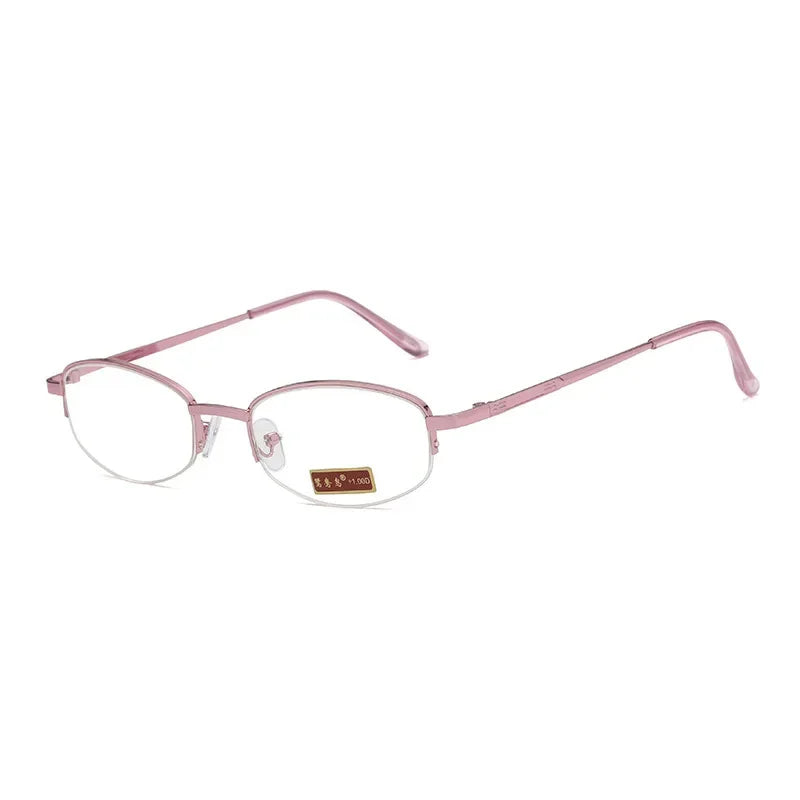 Femlion Metal Half Frame Reading Glasses Purple Diopters +1.0 to +4.0