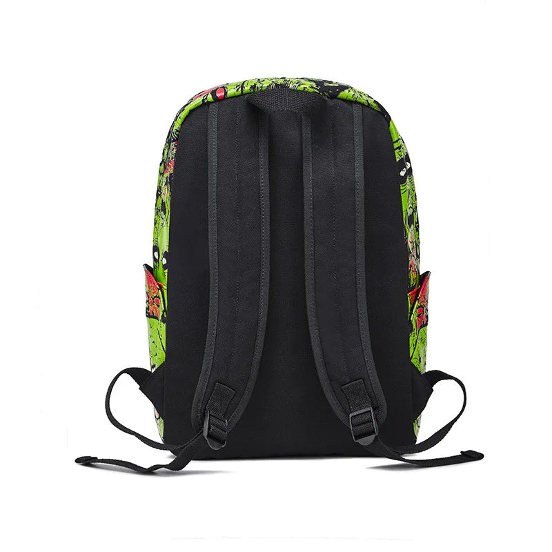 Femlion Luminous Canvas Backpack Green Mochila - Gothic Punk School Travel Bag