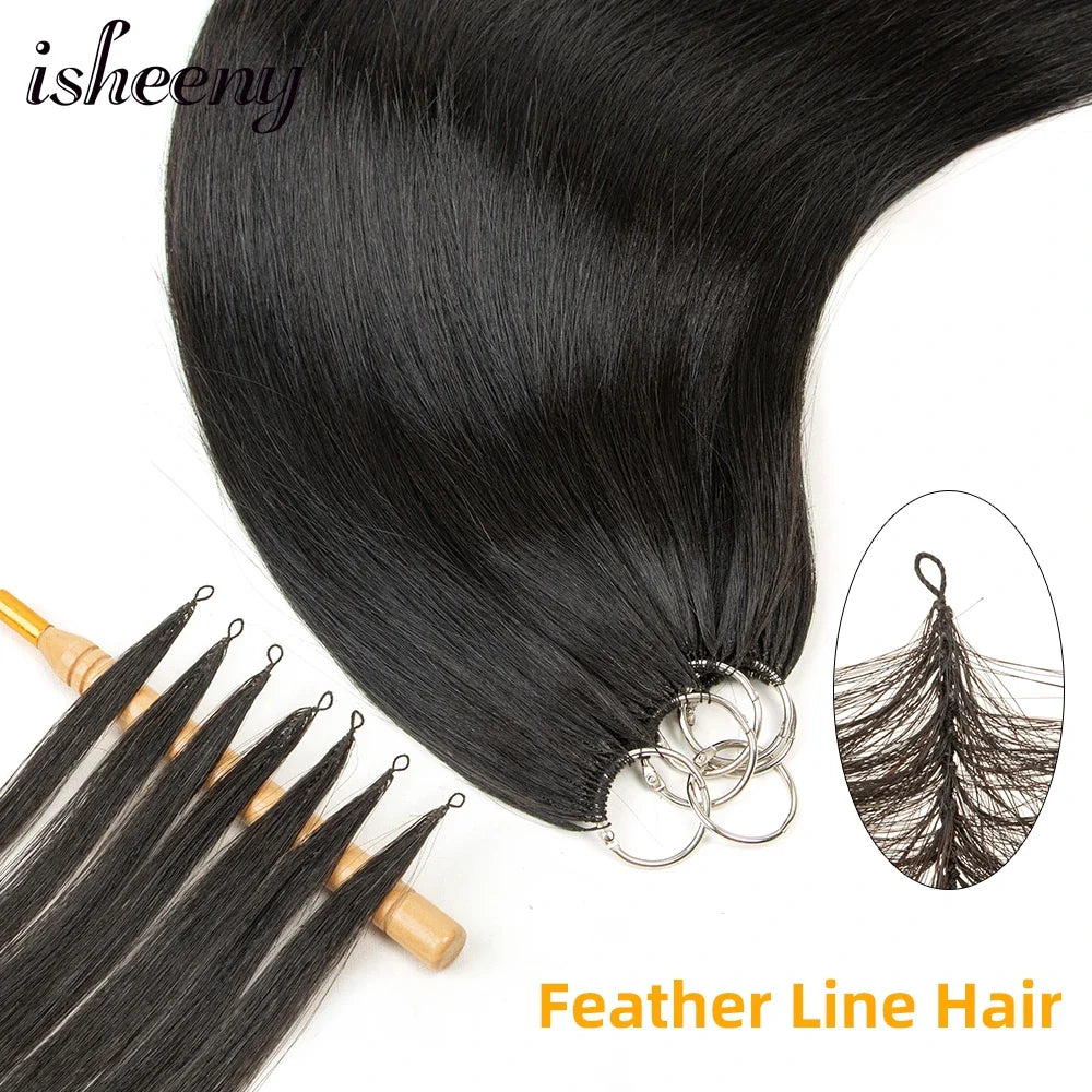 Femlion 16"-24" Micro Loop Human Hair Extensions 40 strands Seamless Hand Knitting