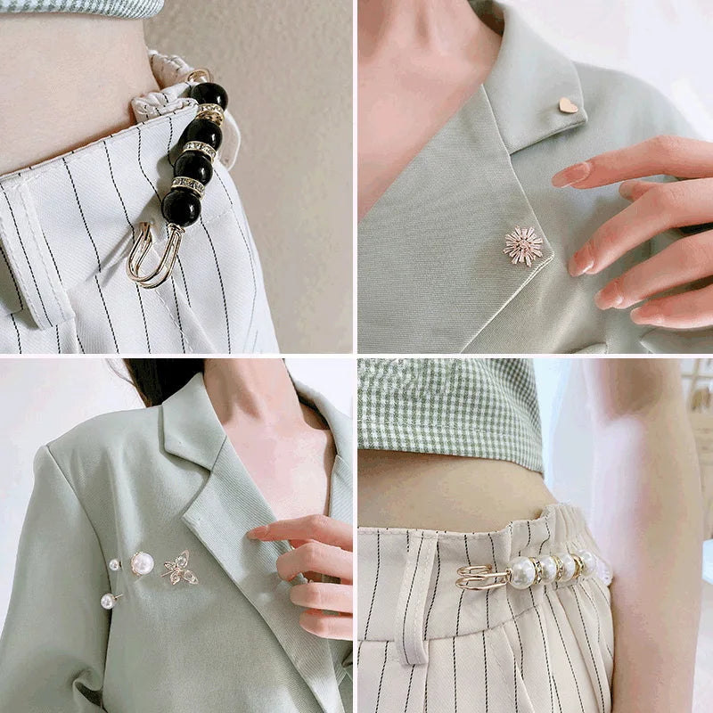 Femlion Cute Enamel Pearl Brooch Pins Set
