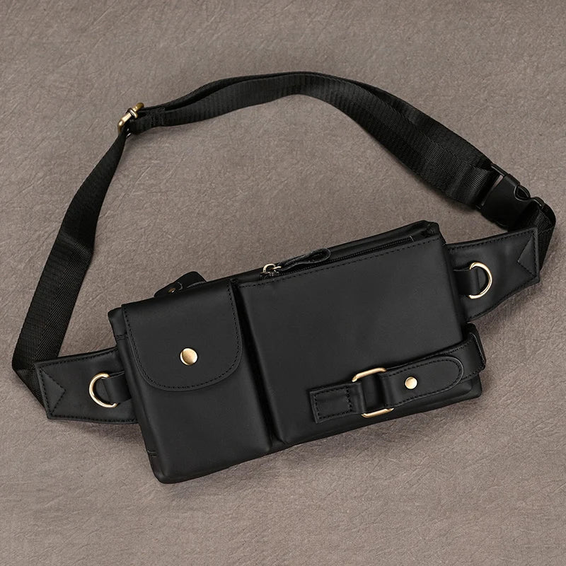 Femlion Leather Waist Bag for Men