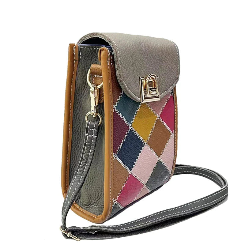 Femlion Genuine Leather Colorful Crossbody Bag for Women