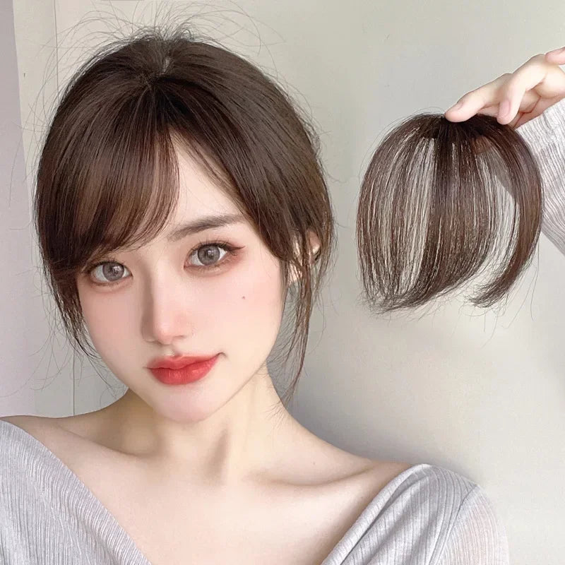 Femlion Korean Synthetic Air Bangs Clip-In Extension False Hairpiece for Women