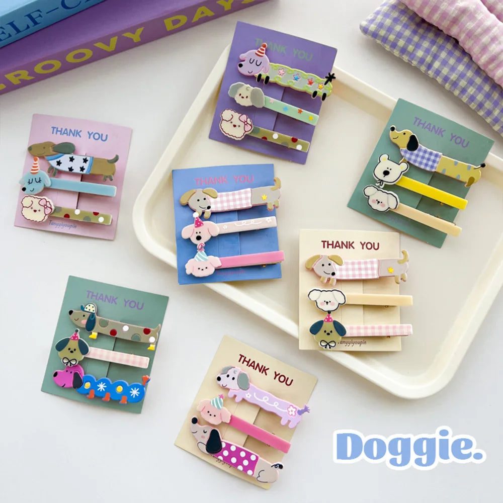 Femlion Cartoon Dog Hair Clips Set for Girls - Sweet & Funny Kids Barrettes