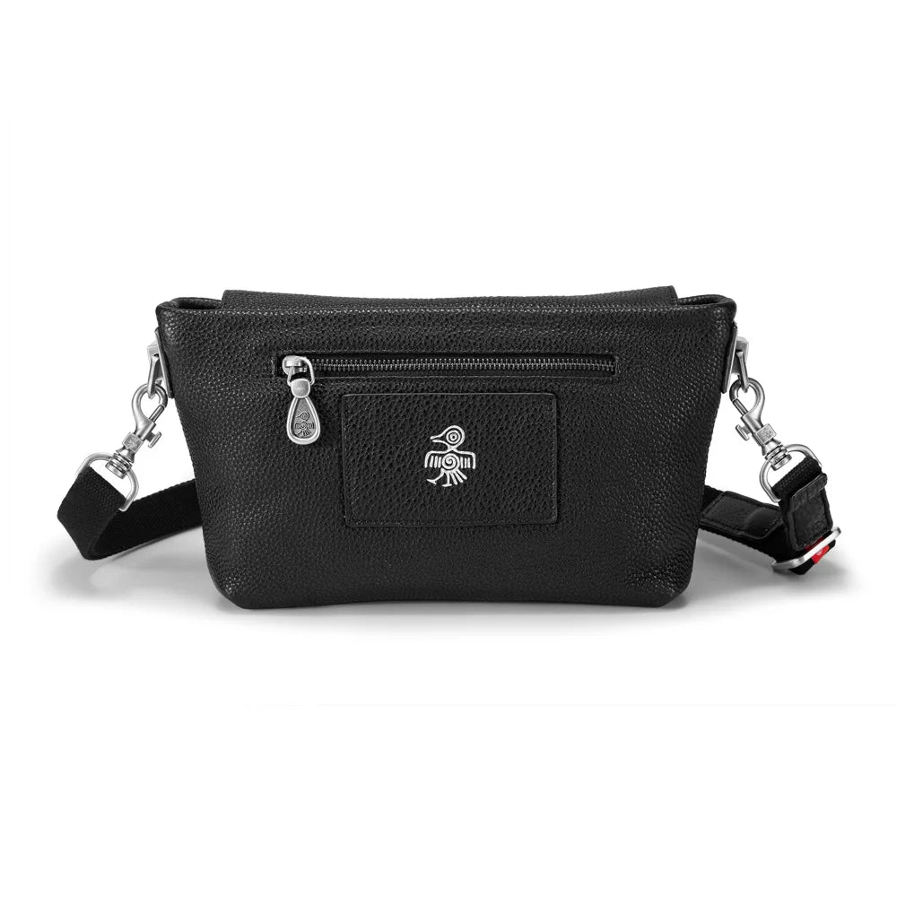 Femlion Classic Black Leather Crossbody Bag for Women