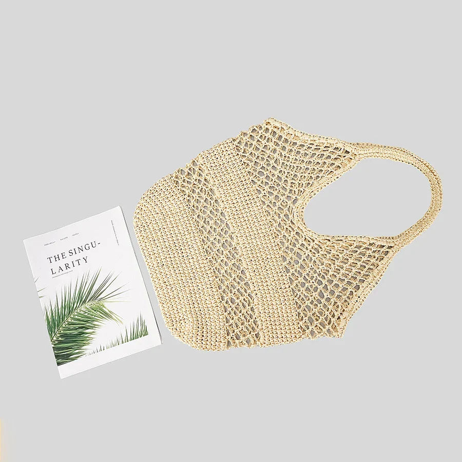 Femlion Summer Beach Straw Shoulder Bag Handwoven Large Tote Purse