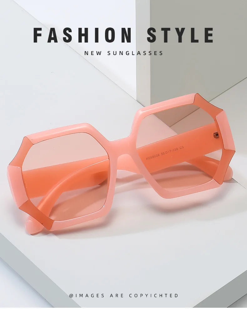 Femlion Polygonal Square Sunglasses with Gradient Lenses for Women