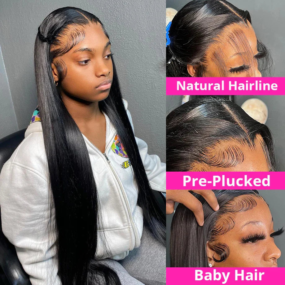 Femlion 13x6 HD Lace Frontal Wig Straight Brazilian Human Hair Glueless Lace Front Wig