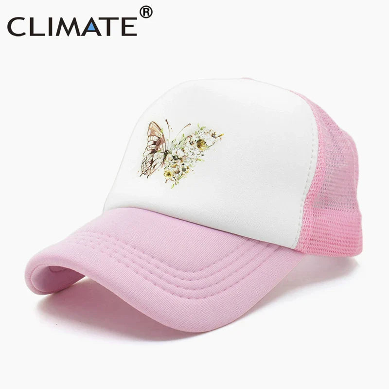 Femlion Butterfly Flower Cap: Stylish Mesh Trucker Baseball Hat for Women