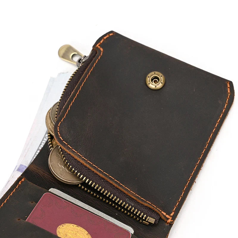 Femlion Men's Retro Genuine Leather Wallet with Card Holder and Coin Purse