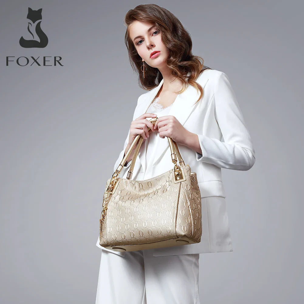 Femlion Gold Leather Shoulder Bag: Stylish High Quality Totes for Women