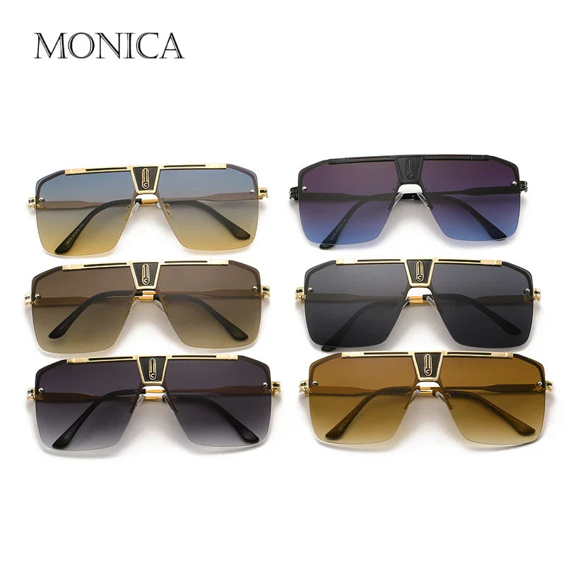 Femlion Vintage Gradient Square Sunglasses Men Women UV400 Trendy Oversized Eyewear