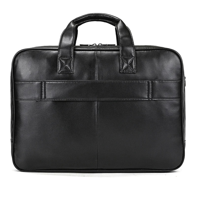 Femlion Double Layer Genuine Leather Laptop Briefcase 17"