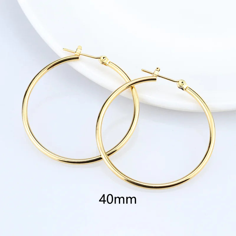 Femlion Gold Stainless Steel Circle Hoop Earrings Set - 6 Sizes Punk Rock Jewelry