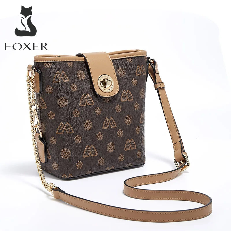 Femlion PVC Crossbody Bucket Bag with Pendant, Small Fashion Messenger Phone Bag