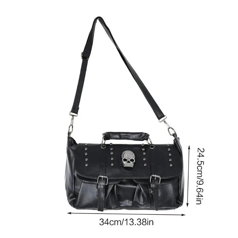 Femlion Skull Tote Bag: Punk Style Pu Leather Shoulder Crossbody Bag