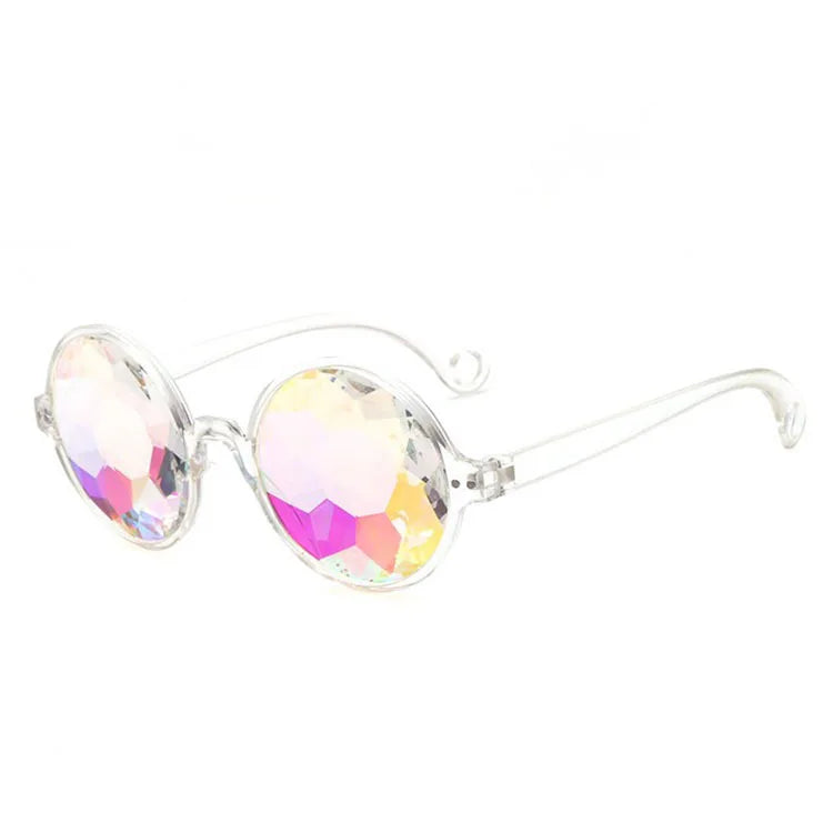 Femlion Round Kaleidoscope Sunglasses for Rave Party Prism EDM Glasses