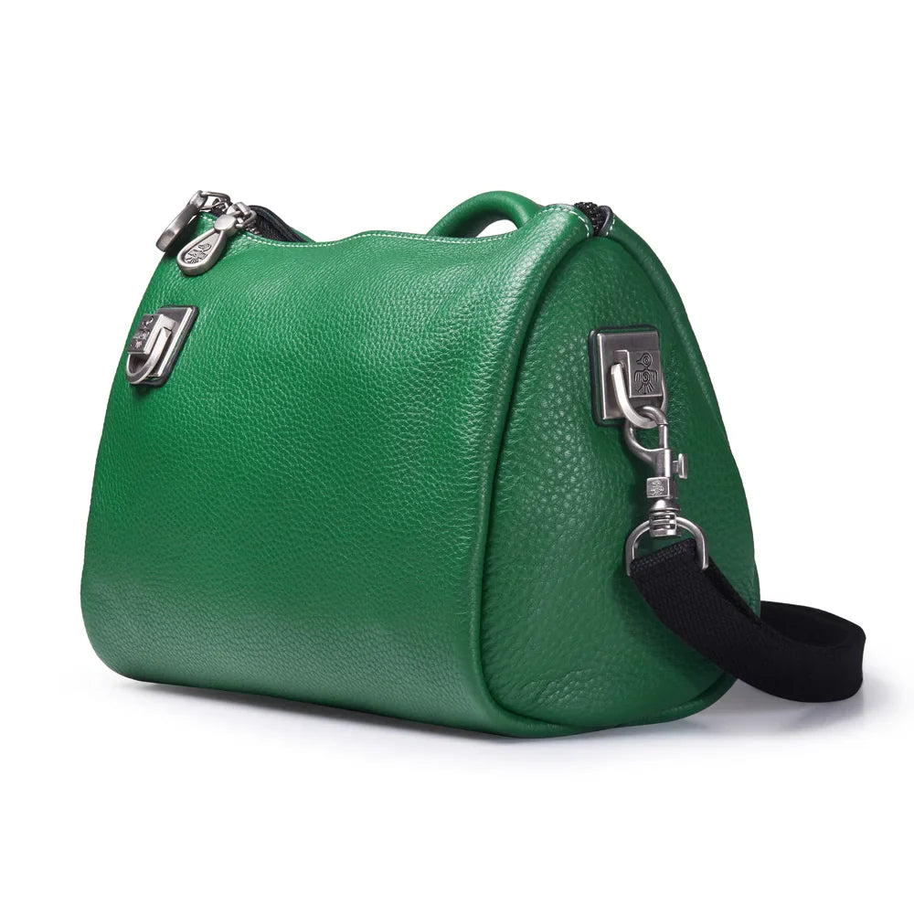 Femlion Green Crossbody Bucket Bag Luxury Soft Genuine Leather Handbag