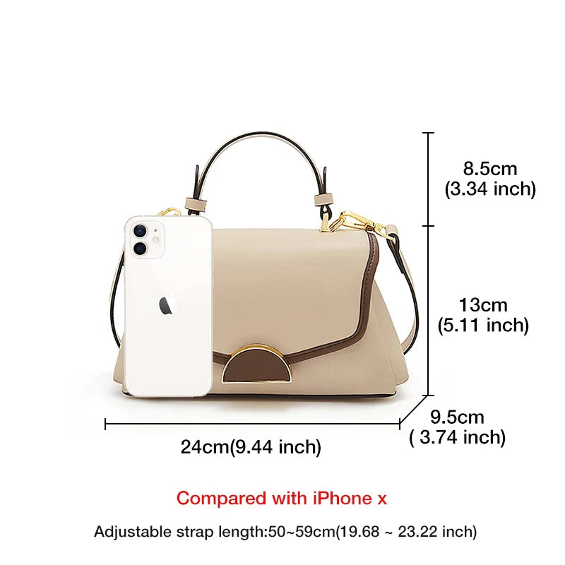 Femlion Split Leather Messenger Bag Large Capacity Crossbody Handbag Fashion Shoulder Bag