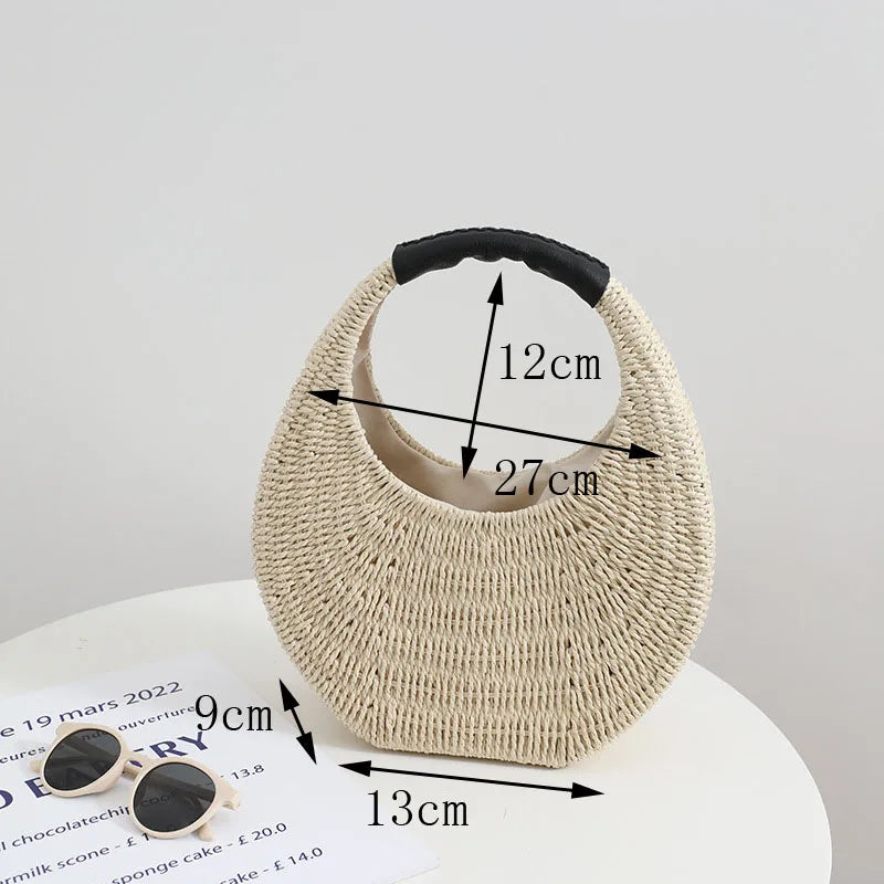 Femlion Seaside Holiday Straw Woven Bag Hand-held Beach Bag