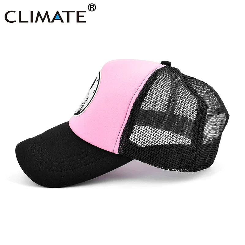 Femlion Youth Pink Black Trucker Cap Hip Hop Hat Mesh Cap for Girls