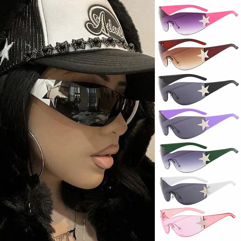 Femlion 2000's Punk Wrap Around Sunglasses UV400 Visor Eyewear Goggles