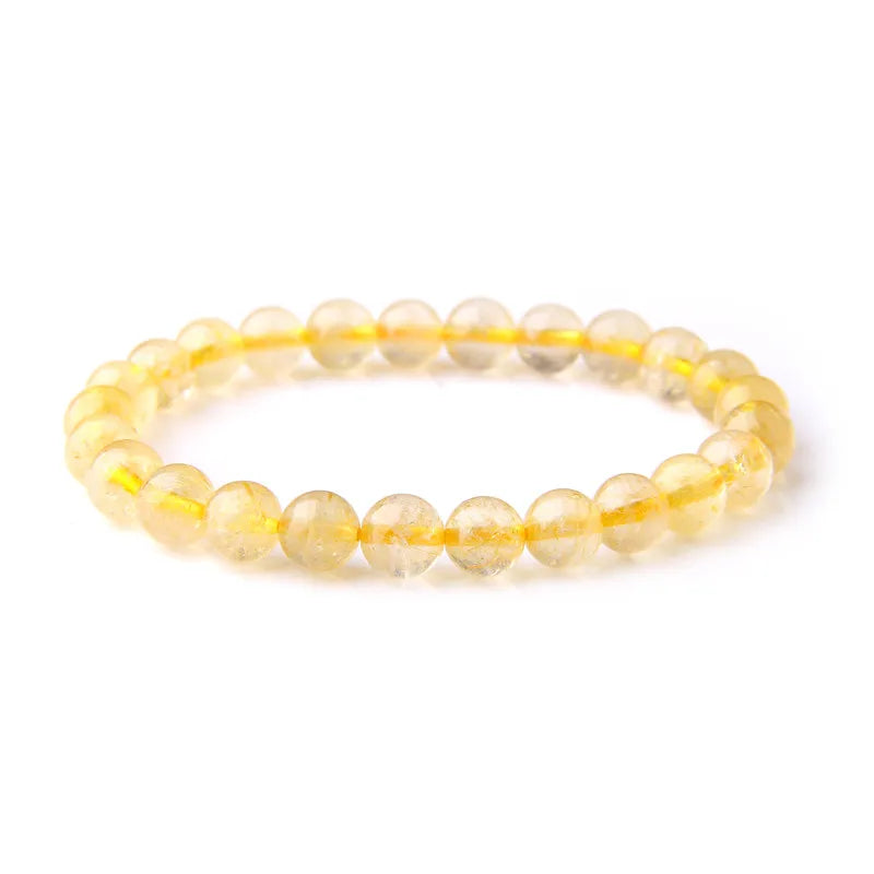 Femlion Yellow Citrine Beaded Bracelets Natural Stone Fashion Jewelry Women Healing Reiki