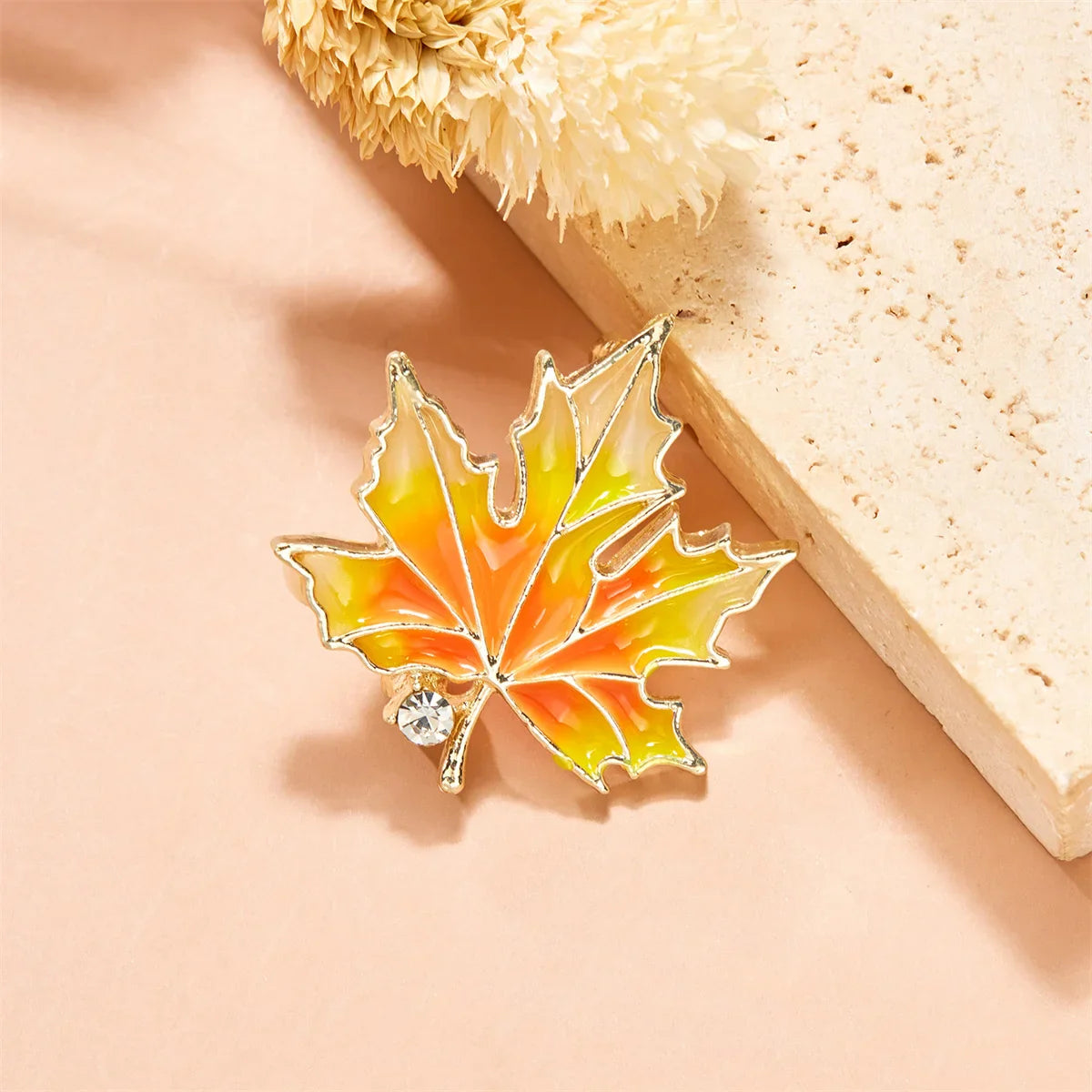 Femlion Yellow Enamel Ginkgo Leaf Brooch, Elegant Vintage Lapel Pin for Women